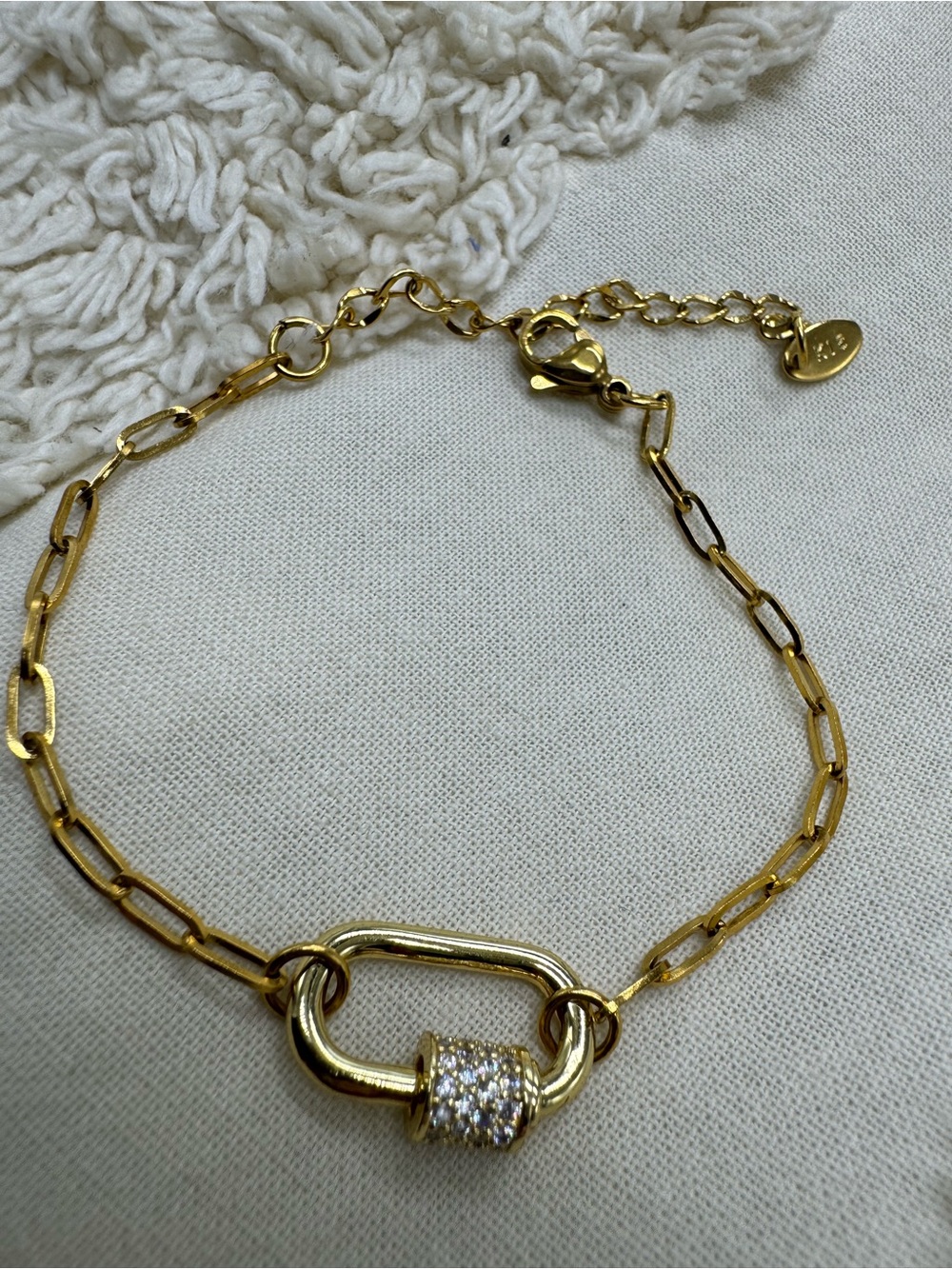 18K Gold Plated Stainless Steel Carabiner Bracelet